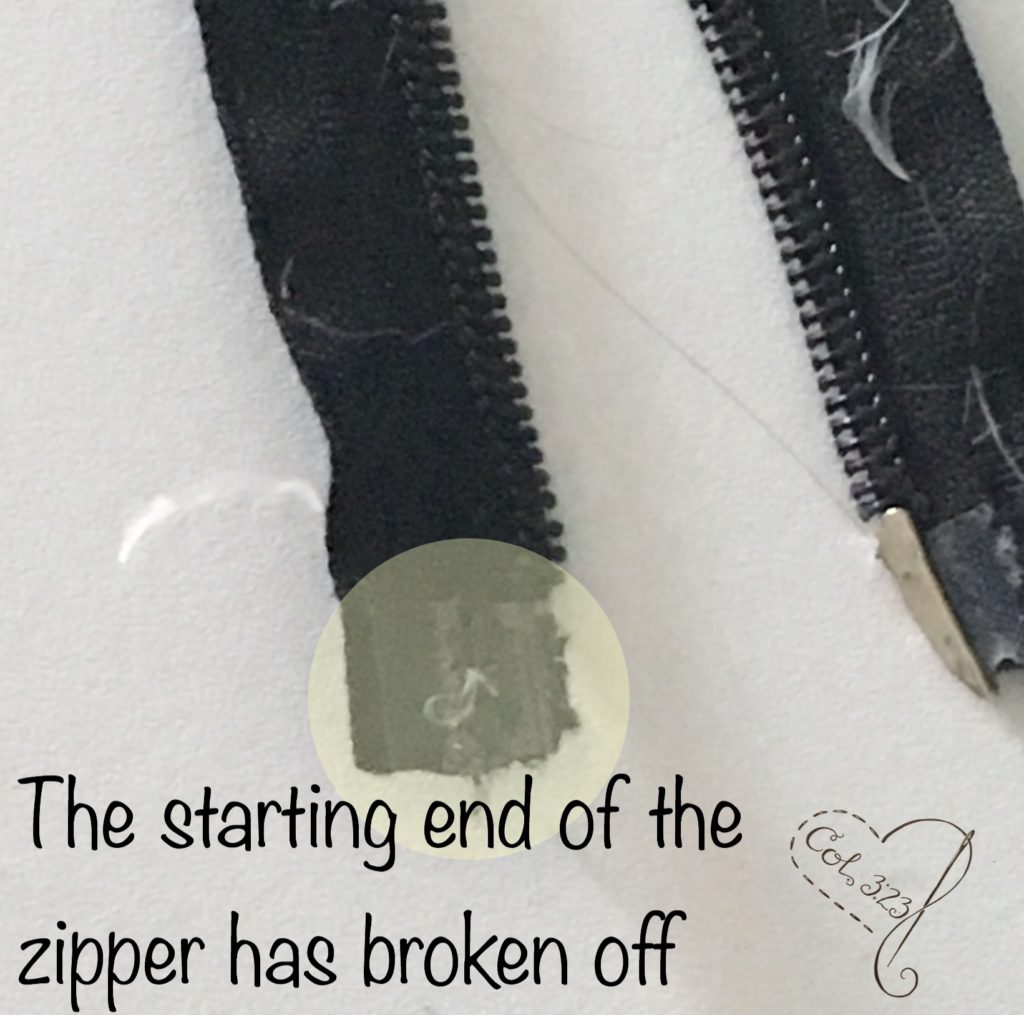 you will need to replace your zipper if the zipper end has broken off.
