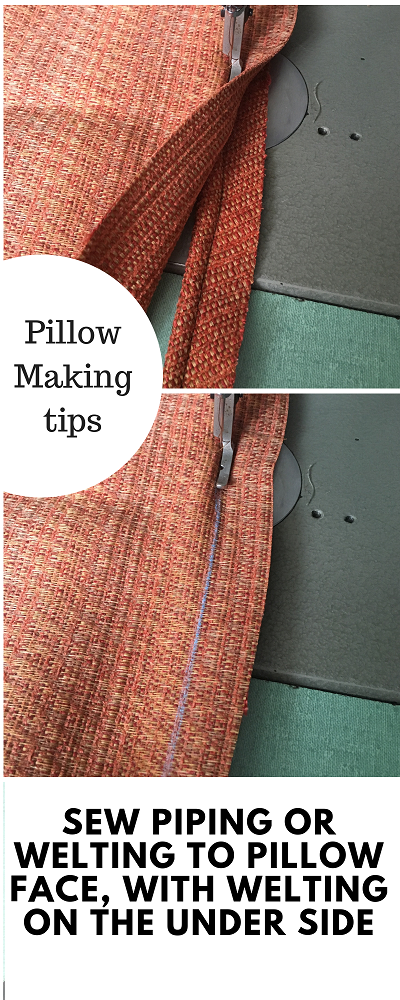 Sew your welting to the pillow face 