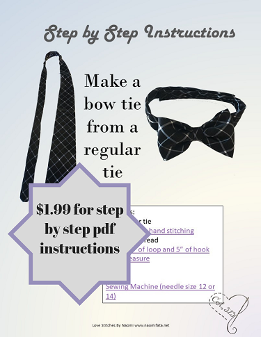 A great way to reuse a favorite tie from a dad or grandfather. Upcylce a tie into a chic bow tie