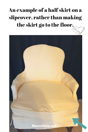 There are different styles of skirts for slipcovers some only go half way to the floor like this slipcover while others go all the way to the bottom