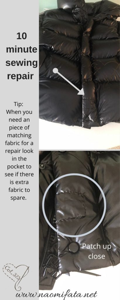 10 minute mending for jacket hole
