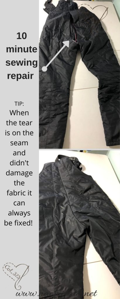 10 minute mending for snowpants
