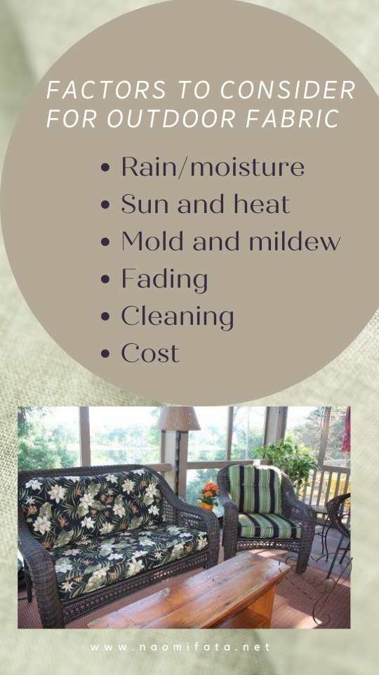 Consider these factors when purchasing outdoor fabric