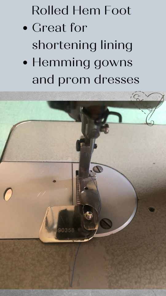 Rolled hem foot for shortening lining